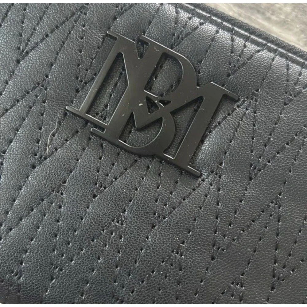 NWT Badgley Mischka Wallet With Phone Pocket Black Vegan Leather Wristlet Long